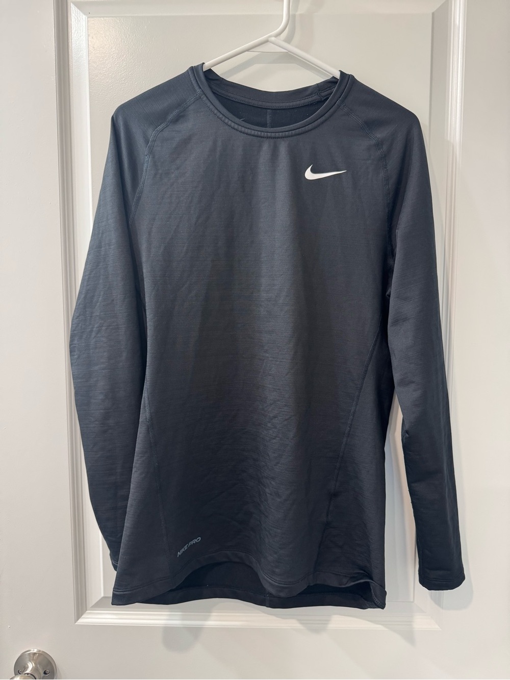 Nike Black Dri-FIT Slim Fit Long Sleeve Top with White Logo